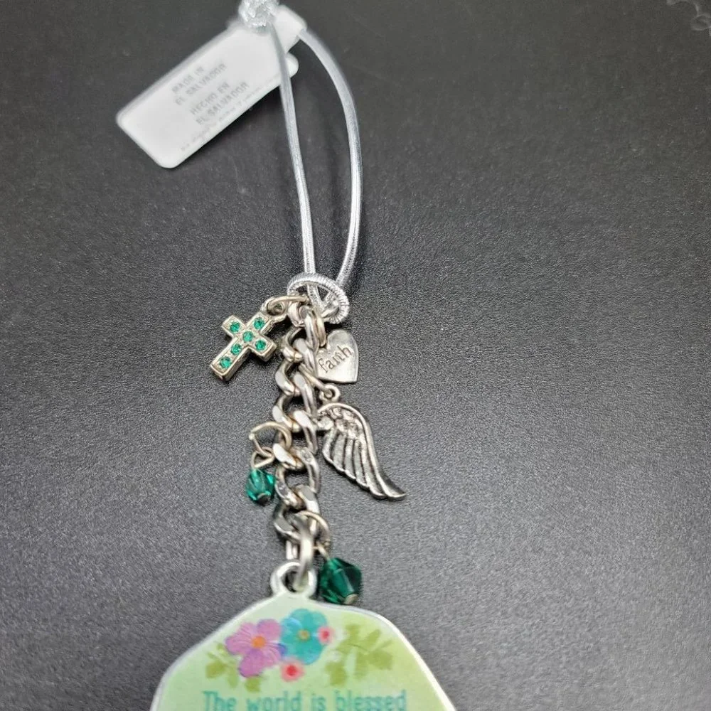 Amazing Woman Car Key Chain Rearview Mirror Hanger Blessed Faith Ring - Picture 2 of 3